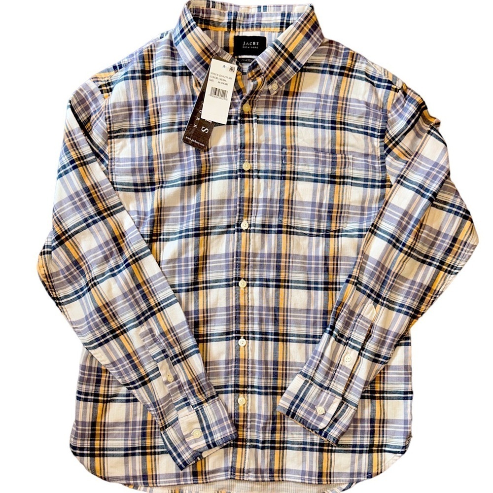 JACHS NWT Men’s plaid button up. Size M short.